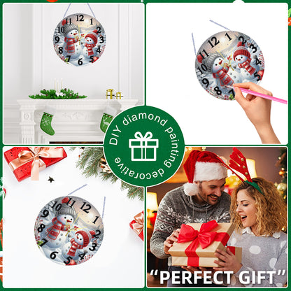 2D Flat DIY Xmas Diamond Painting Ornament with Clock Function Creative Craft