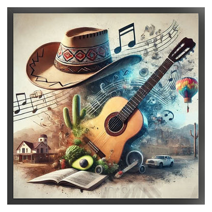 Guitar Hat - 11CT Stamped Cross Stitch 50*50CM