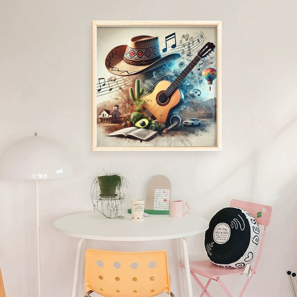 Guitar Hat - 11CT Stamped Cross Stitch 50*50CM