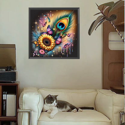 Feather Sunflower - Full Square Drill Diamond Painting 30*30CM