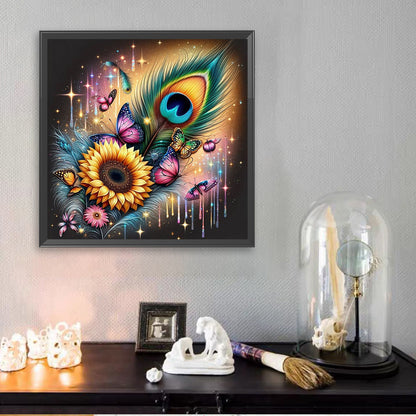 Feather Sunflower - Full Square Drill Diamond Painting 30*30CM