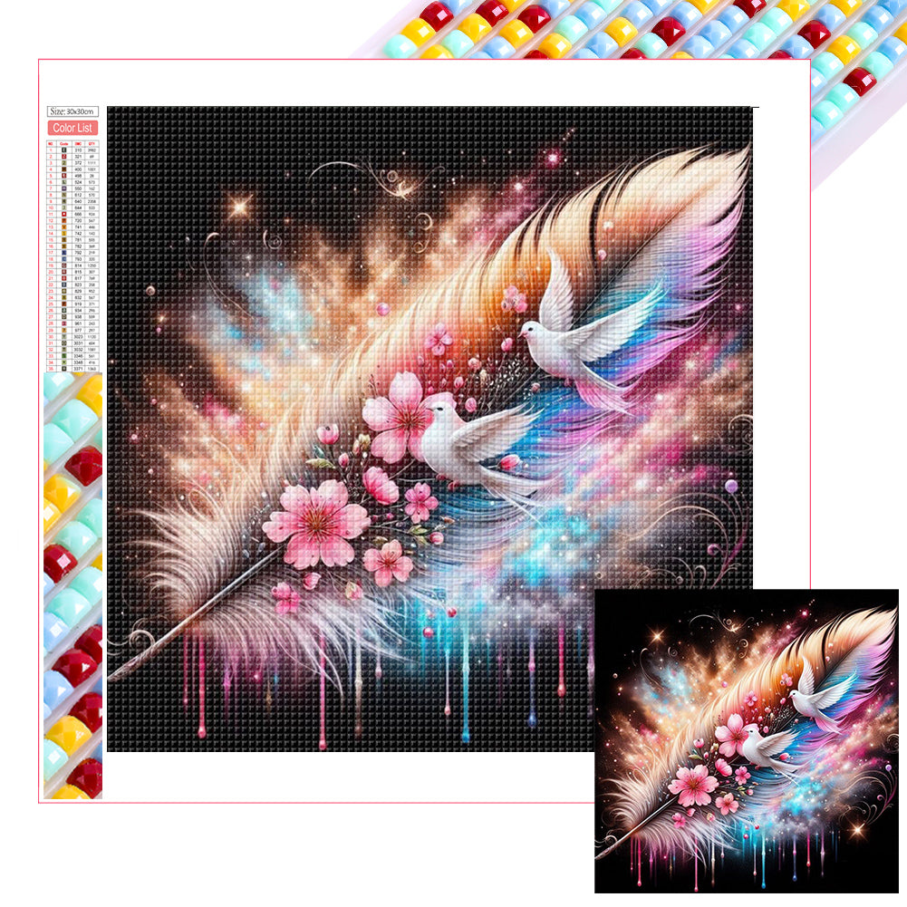 Feather Dove - Full Square Drill Diamond Painting 30*30CM