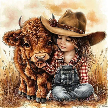 Yak And Girl - 11CT Stamped Cross Stitch 40*40CM
