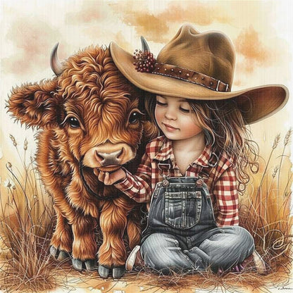 Yak And Girl - 11CT Stamped Cross Stitch 40*40CM