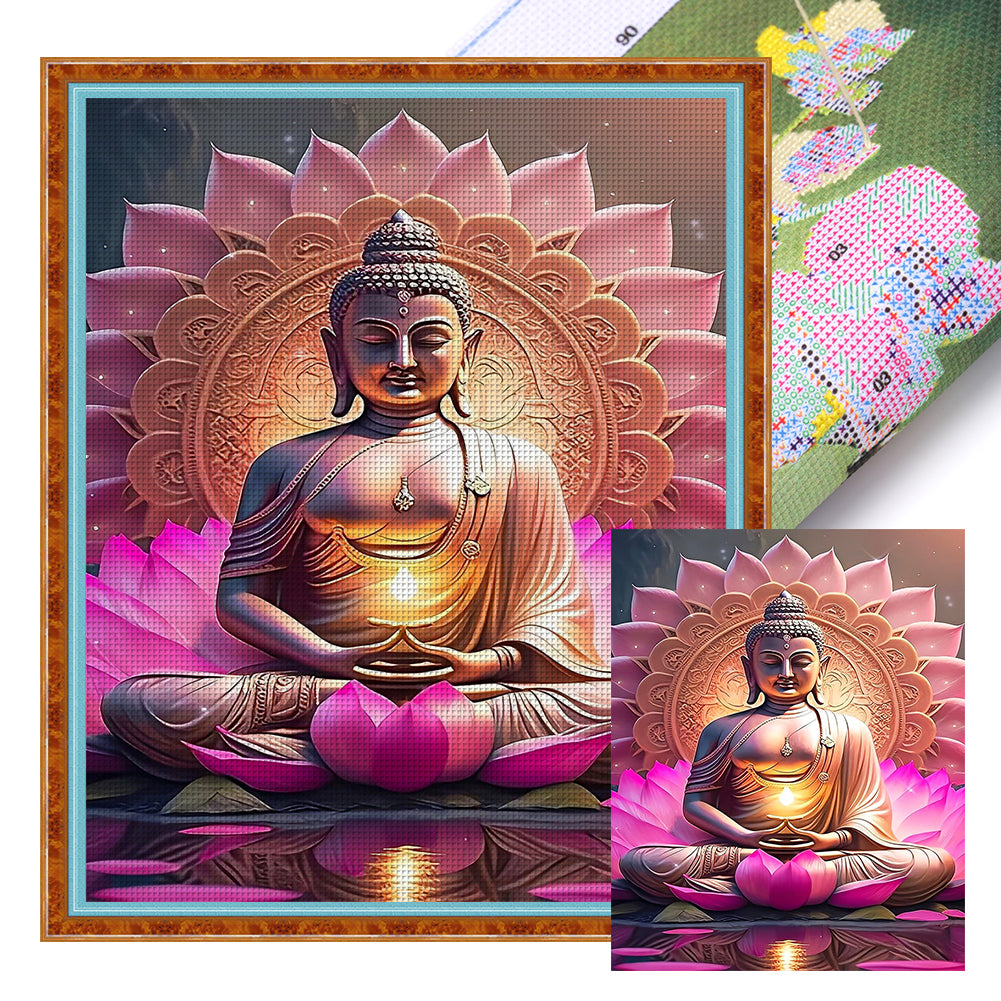 Lotus Buddha - 11CT Stamped Cross Stitch 40*50CM