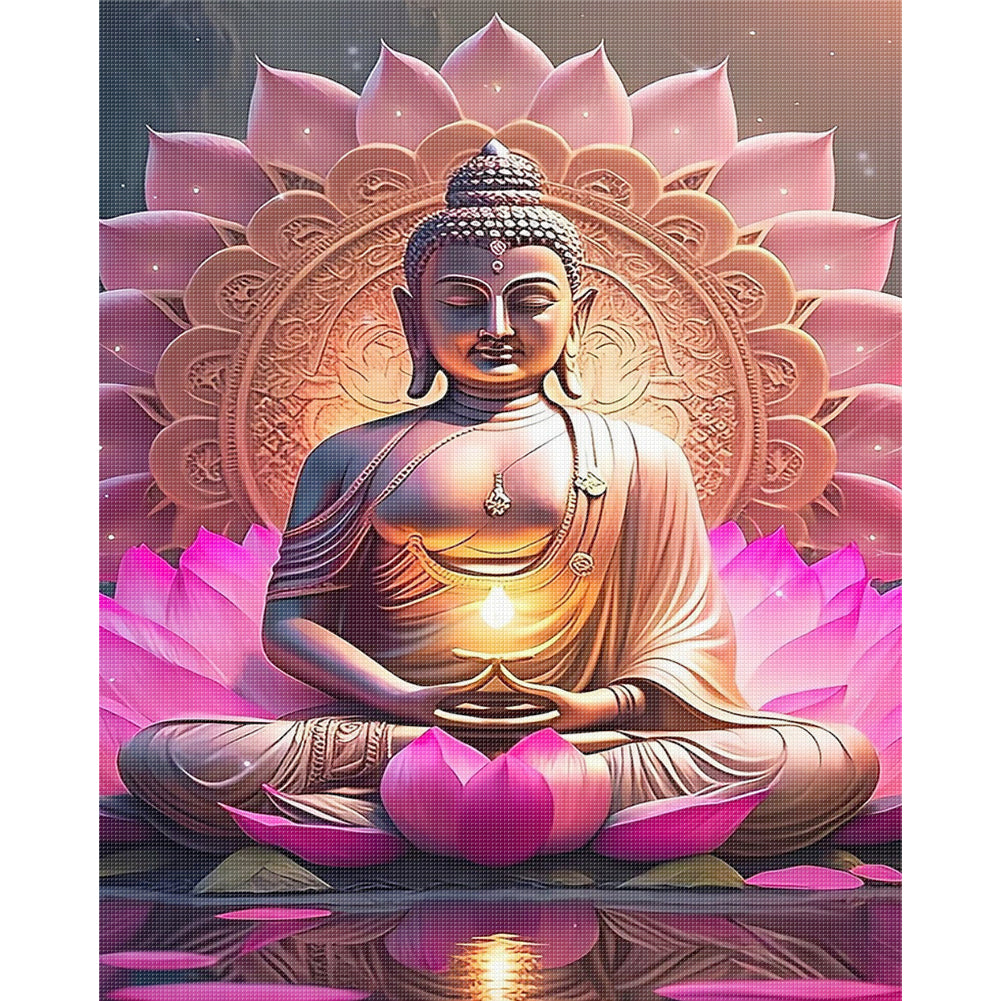 Lotus Buddha - 11CT Stamped Cross Stitch 40*50CM