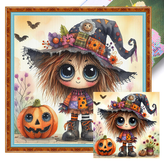 Cute Halloween Witch - 11CT Stamped Cross Stitch 40*40CM
