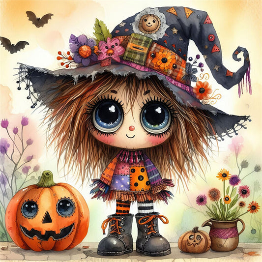 Cute Halloween Witch - 11CT Stamped Cross Stitch 40*40CM