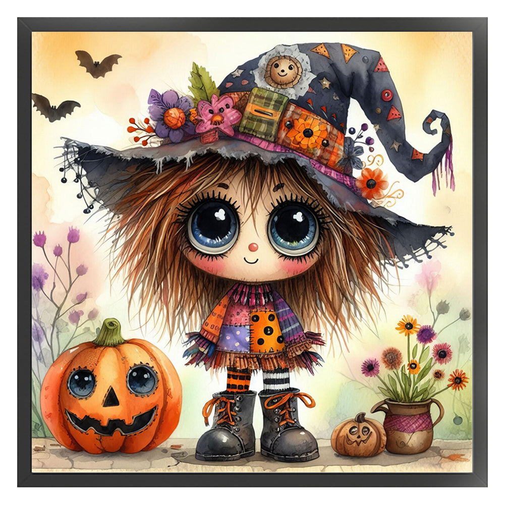 Cute Halloween Witch - 11CT Stamped Cross Stitch 40*40CM