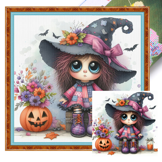 Cute Halloween Witch - 11CT Stamped Cross Stitch 40*40CM