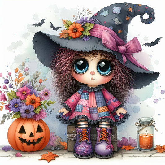 Cute Halloween Witch - 11CT Stamped Cross Stitch 40*40CM