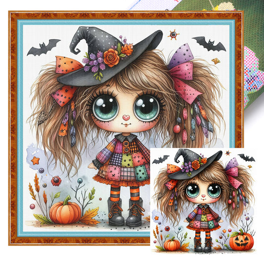 Cute Halloween Witch - 11CT Stamped Cross Stitch 40*40CM