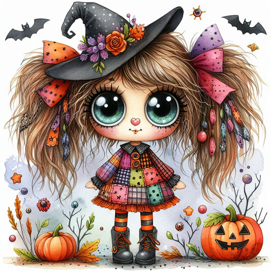 Cute Halloween Witch - 11CT Stamped Cross Stitch 40*40CM