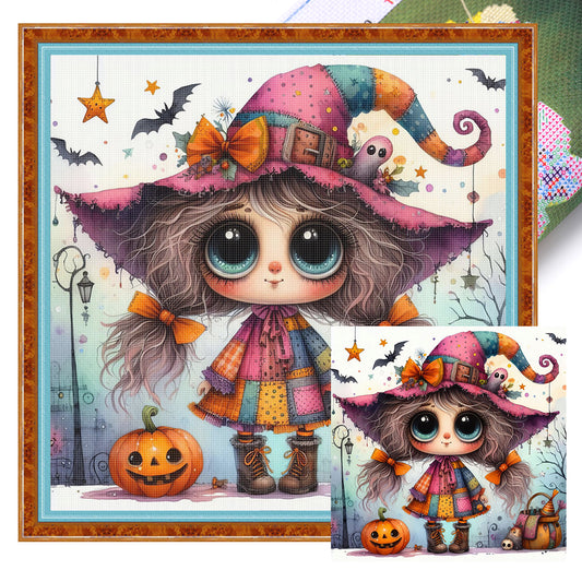 Cute Halloween Witch - 11CT Stamped Cross Stitch 40*40CM