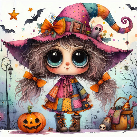 Cute Halloween Witch - 11CT Stamped Cross Stitch 40*40CM