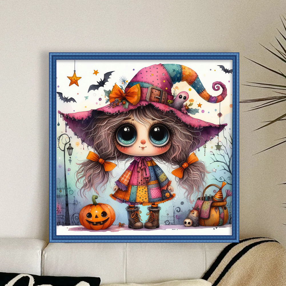 Cute Halloween Witch - 11CT Stamped Cross Stitch 40*40CM