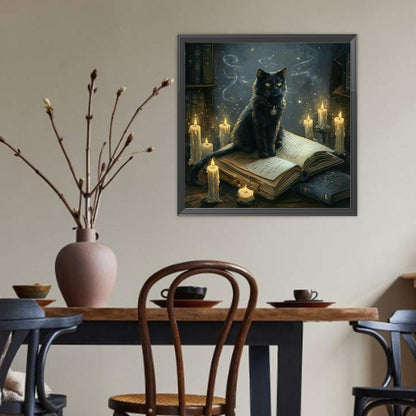 Cat On Book - Full Round Drill Diamond Painting 40*40CM