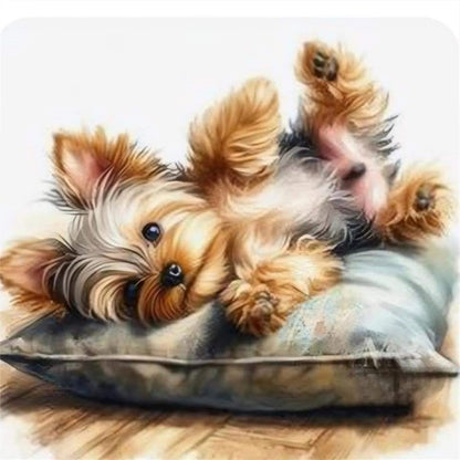 Puppy With Pillow - 11CT Stamped Cross Stitch 40*40CM