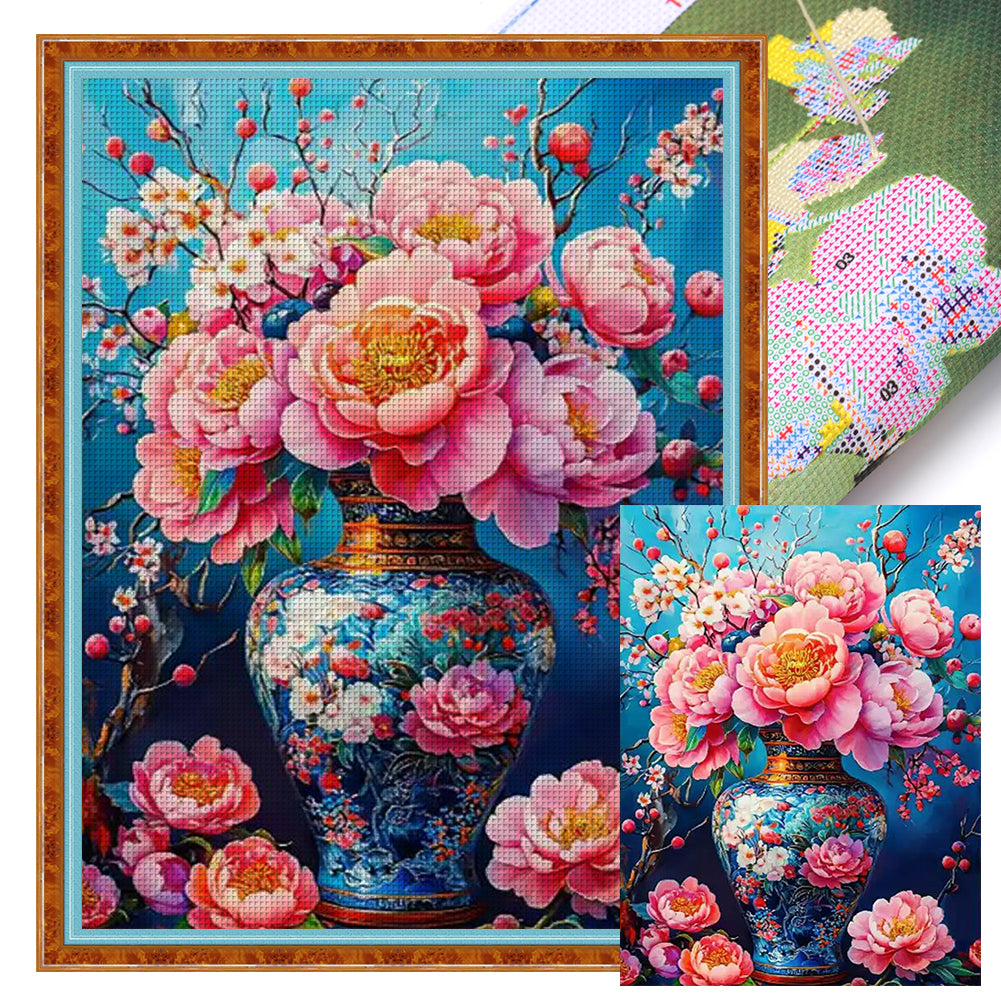 Blooming Vase - 11CT Stamped Cross Stitch 50*68CM(Mona Lisa Brand)