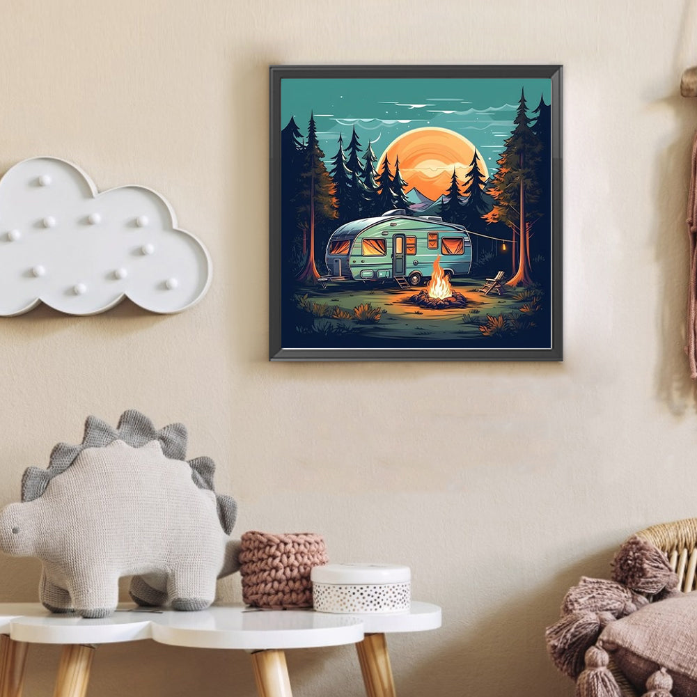Camping Car - Full Round Drill Diamond Painting 30*30CM
