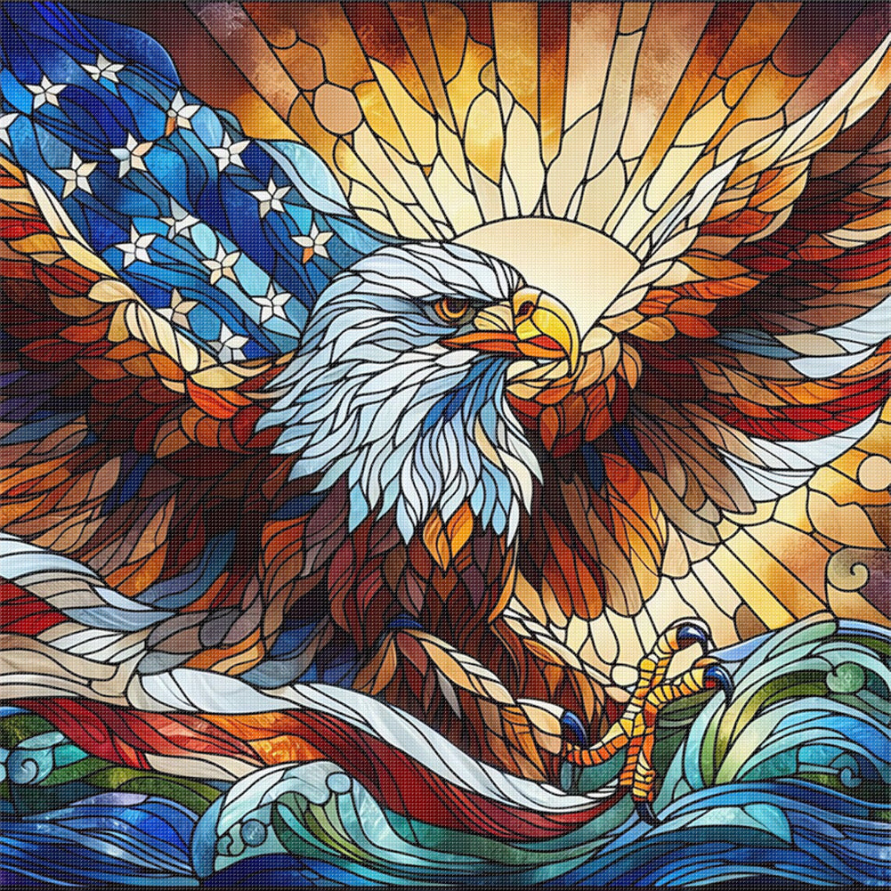 Glass Painting Eagle - 11CT Stamped Cross Stitch 45*45CM
