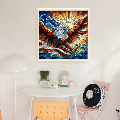 Glass Painting Eagle - 11CT Stamped Cross Stitch 45*45CM