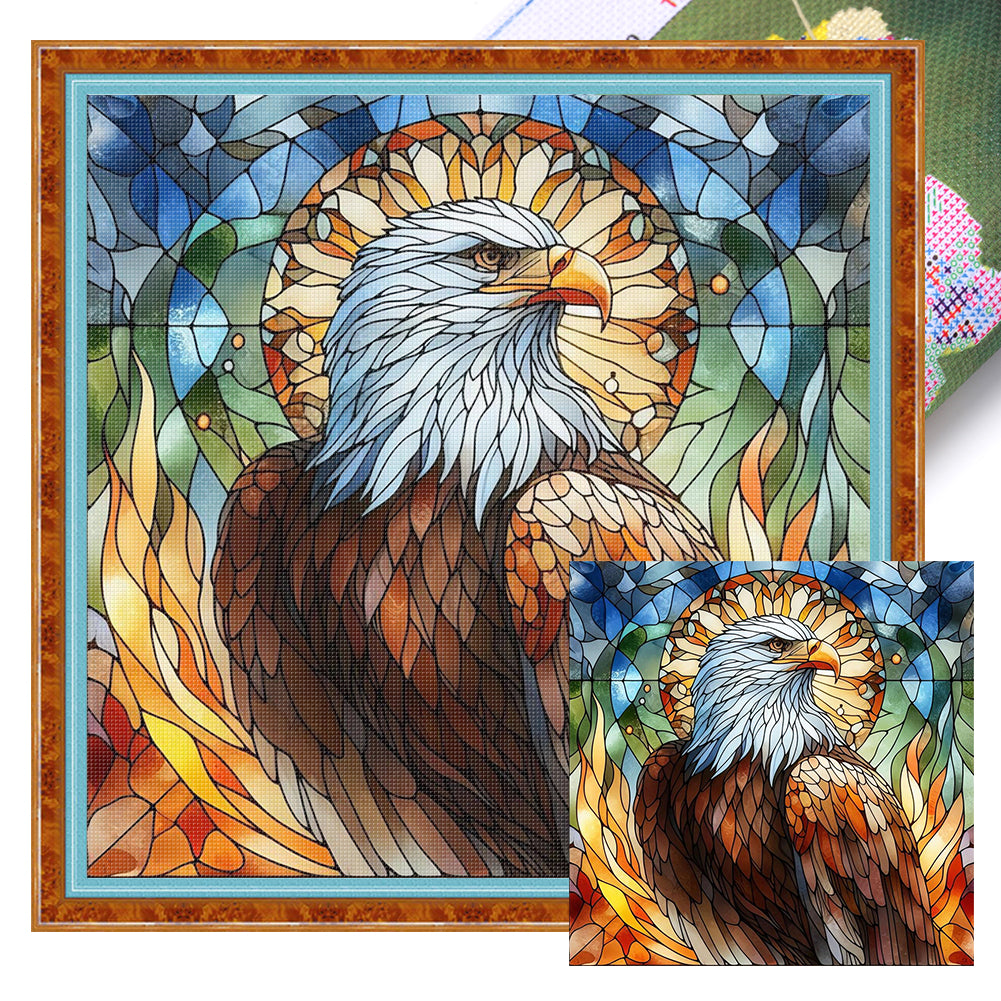 Glass Painting Eagle - 11CT Stamped Cross Stitch 45*45CM