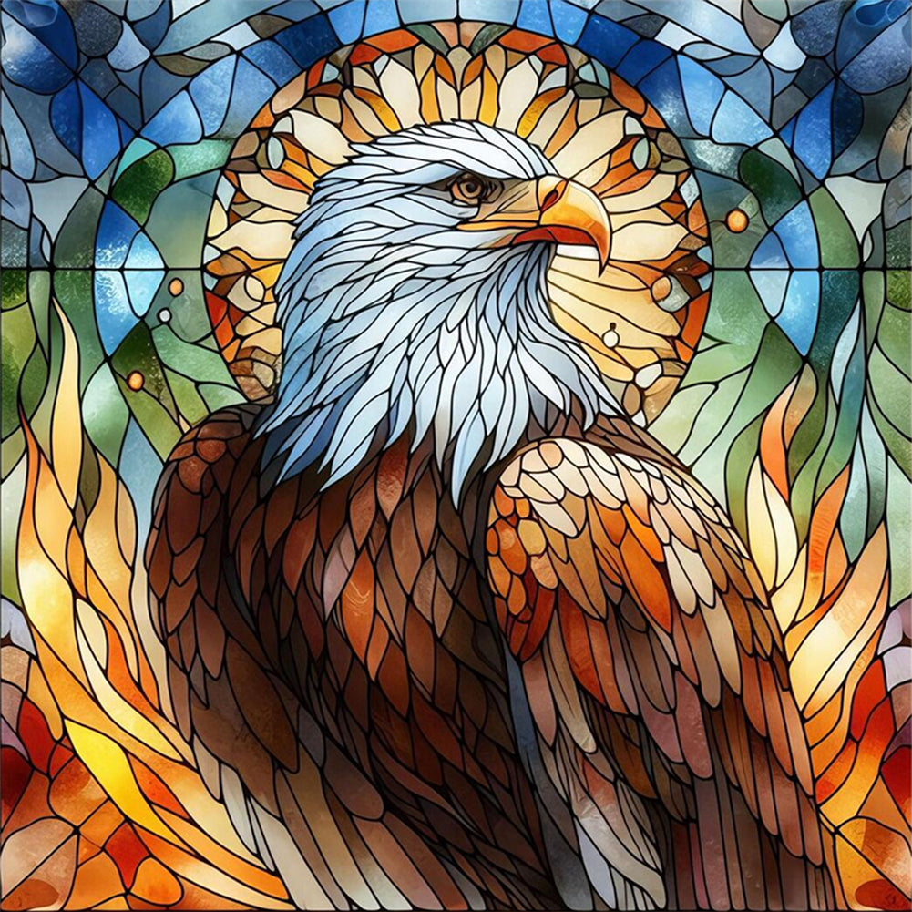 Glass Painting Eagle - 11CT Stamped Cross Stitch 45*45CM