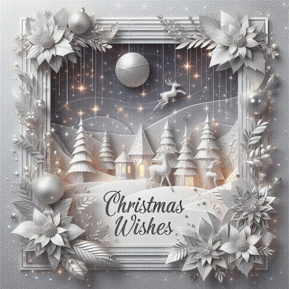 Christmas Tree Scene - 11CT Stamped Cross Stitch 40*40CM