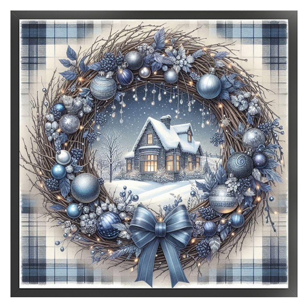 Christmas Cottage Scene - 11CT Stamped Cross Stitch 40*40CM
