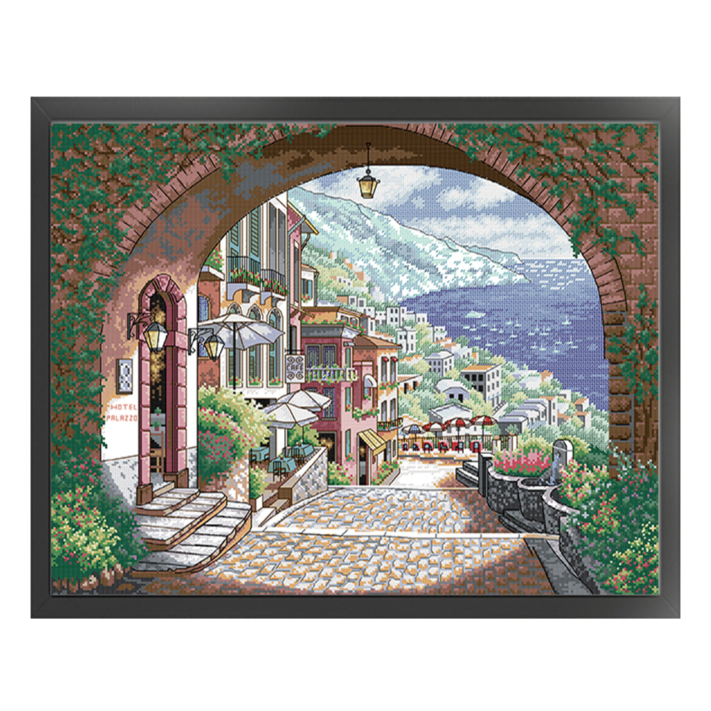 Seaside City 2 - 14CT Stamped Cross Stitch 57*47CM(Joy Sunday)