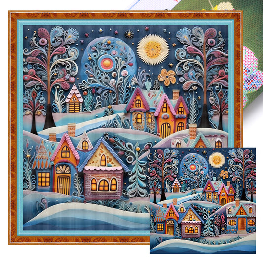 Quilling Painting Cottage - 11CT Stamped Cross Stitch 50*50CM
