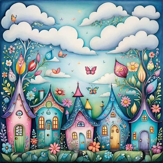 Colorful Cottage - 11CT Stamped Cross Stitch 50*50CM