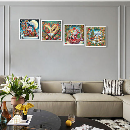 4Pcs Christmas Atmosphere - Special Shaped Drill Diamond Painting 30*30CM