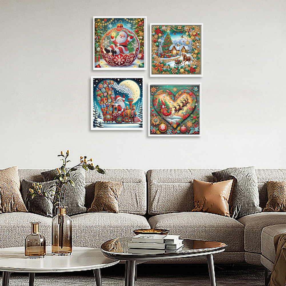 4Pcs Christmas Atmosphere - Special Shaped Drill Diamond Painting 30*30CM