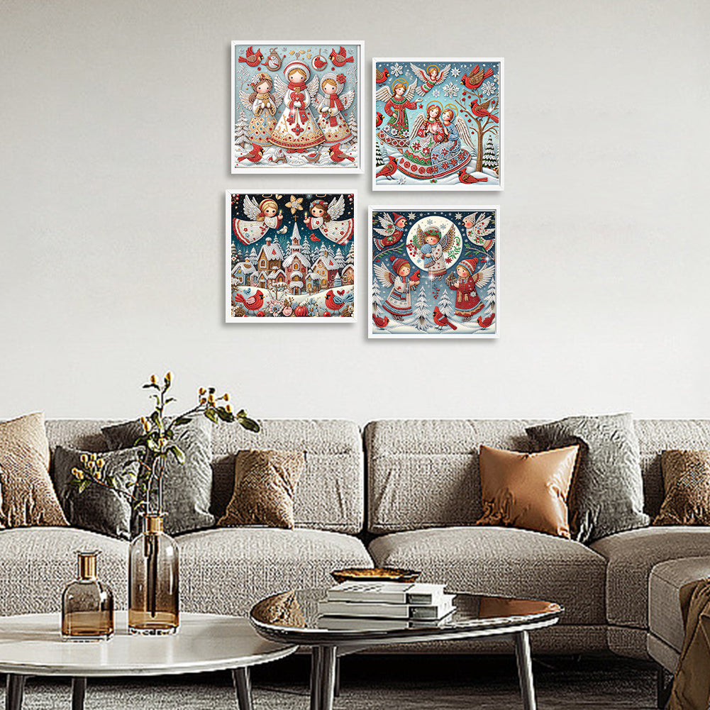 4Pcs Christmas Angel - Special Shaped Drill Diamond Painting 30*30CM
