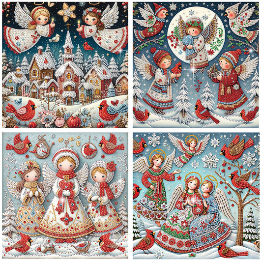 4Pcs Christmas Angel - Special Shaped Drill Diamond Painting 30*30CM
