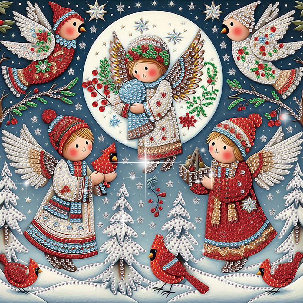 4Pcs Christmas Angel - Special Shaped Drill Diamond Painting 30*30CM
