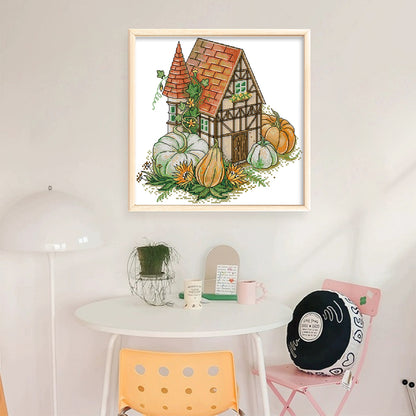 Autumn Cottage - 14CT Stamped Cross Stitch 30*29CM(Joy Sunday)