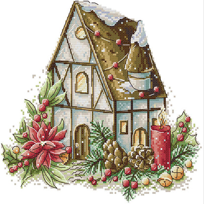 Winter Cottage - 14CT Stamped Cross Stitch 30*28CM(Joy Sunday)