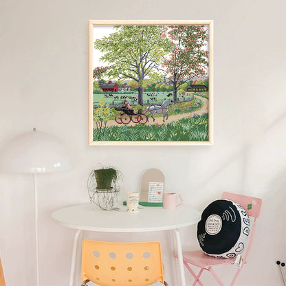 Outing - 14CT Stamped Cross Stitch 45*45CM(Joy Sunday)