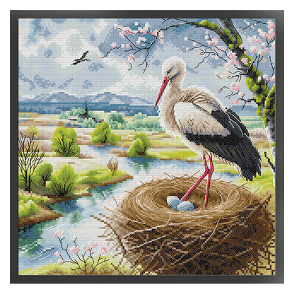 Happy Cranes - 14CT Stamped Cross Stitch 34*34CM(Joy Sunday)