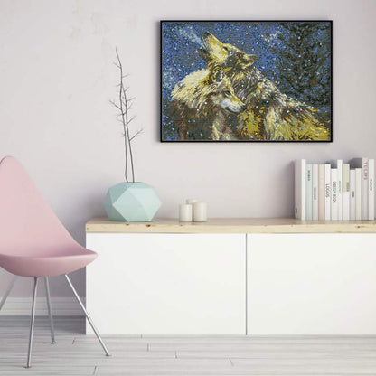 Wolf Howling In The Snow - 14CT Stamped Cross Stitch 56*42CM(Joy Sunday)