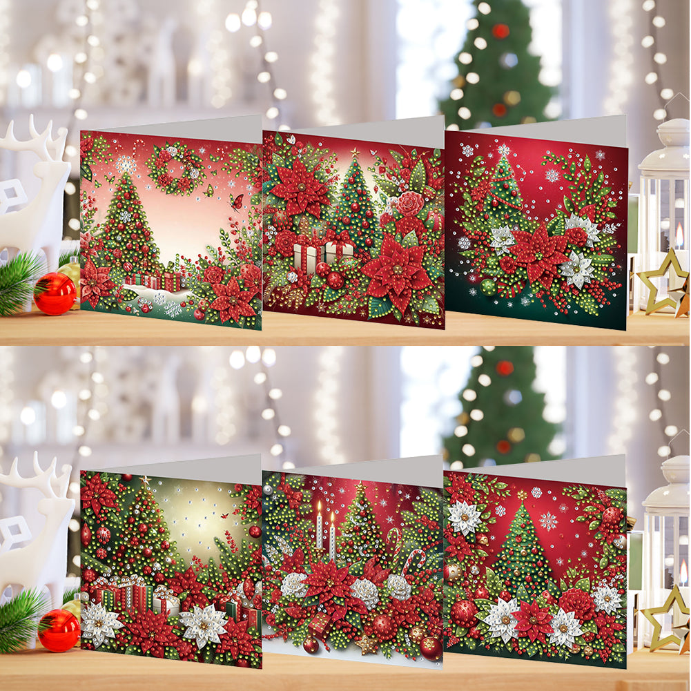 6PCS DIY Diamond Art Greeting Cards Xmas Designs for Festivals and Celebrations