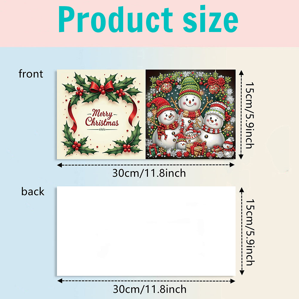 6PCS DIY Diamond Art Greeting Cards Xmas Designs for Festivals and Celebrations