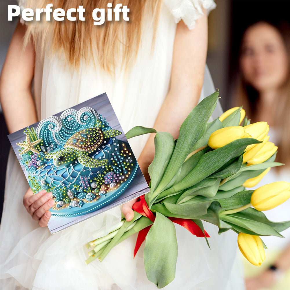 6PCS DIY Diamond Art Greeting Cards Xmas Designs for Festivals and Celebrations