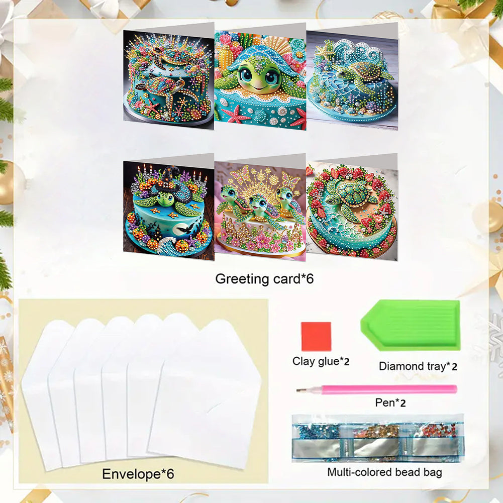 6PCS DIY Diamond Art Greeting Cards Xmas Designs for Festivals and Celebrations