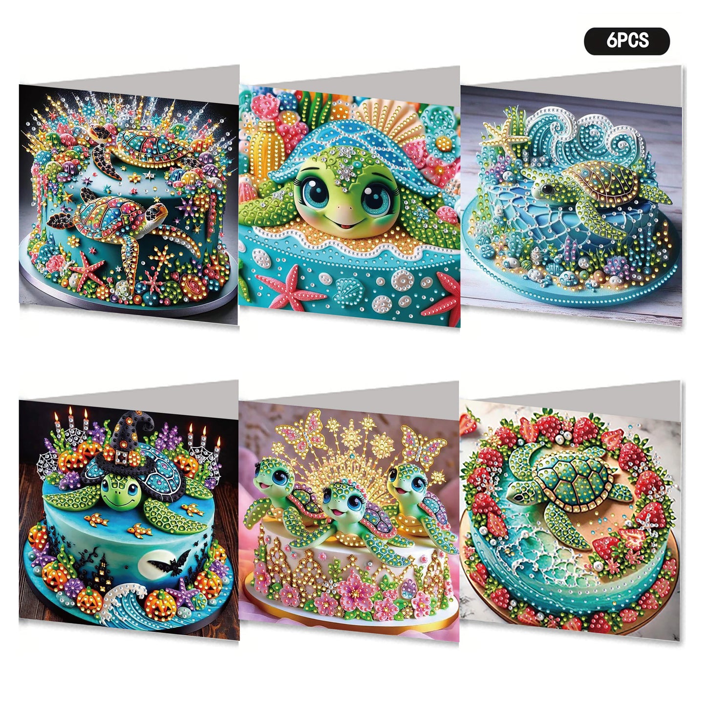 6PCS DIY Diamond Art Greeting Cards Xmas Designs for Festivals and Celebrations