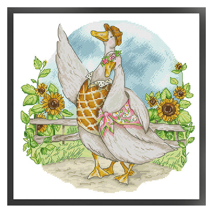 Duck Couple In Honeymoon - 14CT Stamped Cross Stitch 38*36CM(Joy Sunday)