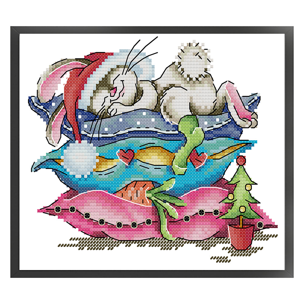 Sleeping Bunny - 14CT Stamped Cross Stitch 21*18CM(Joy Sunday)